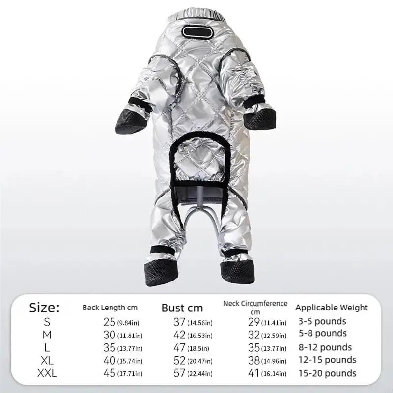 Dog Winter Warm Thermal Locking Jumpsuit - Quilted Traps Body Heat, Waterproof, Windproof, Dustproof, Full Body Cover, Multi-Size Outdoor Pet Coat