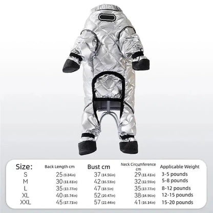 Dog Winter Warm Thermal Locking Jumpsuit - Quilted Traps Body Heat, Waterproof, Windproof, Dustproof, Full Body Cover, Multi-Size Outdoor Pet Coat