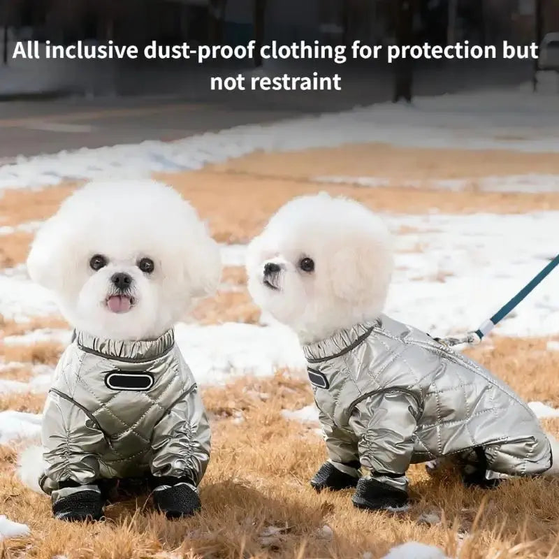 Dog Winter Warm Thermal Locking Jumpsuit - Quilted Traps Body Heat, Waterproof, Windproof, Dustproof, Full Body Cover, Multi-Size Outdoor Pet Coat