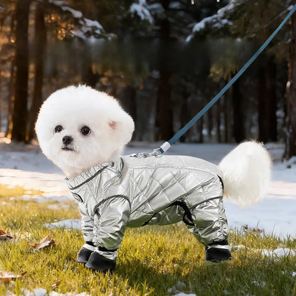 Dog Winter Warm Thermal Locking Jumpsuit - Quilted Traps Body Heat, Waterproof, Windproof, Dustproof, Full Body Cover, Multi-Size Outdoor Pet Coat