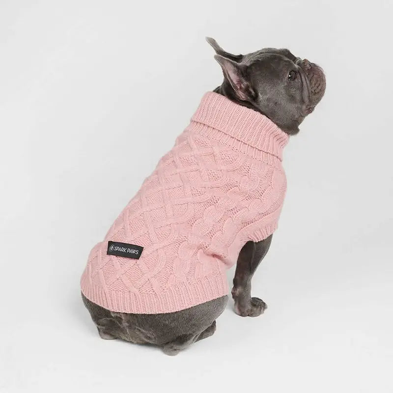 Spark Paws Ultra Soft Knit Dog Sweaters - Premium Cable Knit, Tailored Stretch Fit, Easy-Potty Design, Durable & Functional for French Bulldogs, Pitbulls, Pugs, Bulldogs