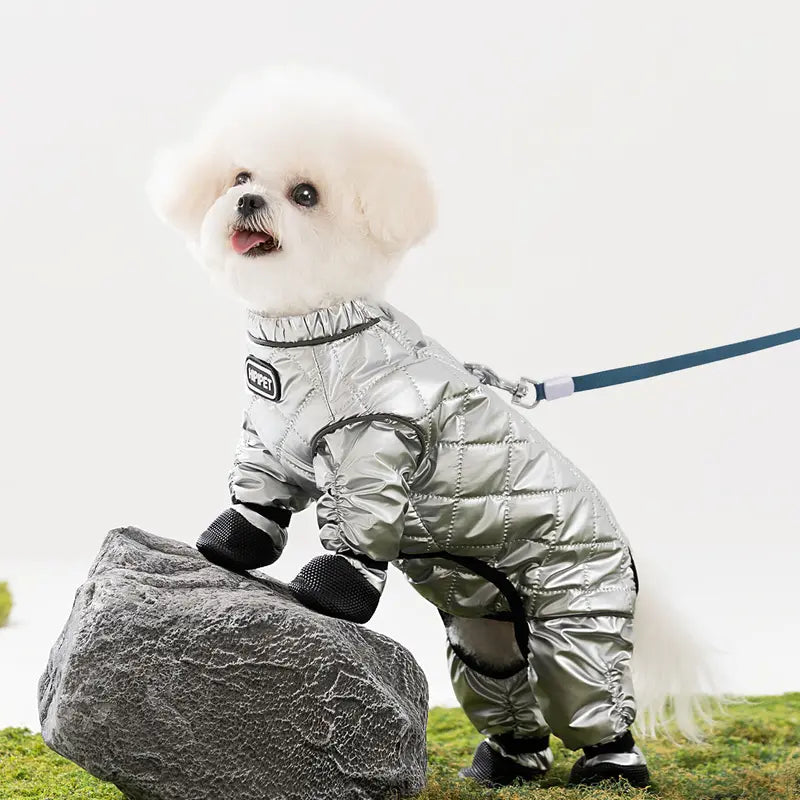 Dog Winter Warm Thermal Locking Jumpsuit - Quilted Traps Body Heat, Waterproof, Windproof, Dustproof, Full Body Cover, Multi-Size Outdoor Pet Coat